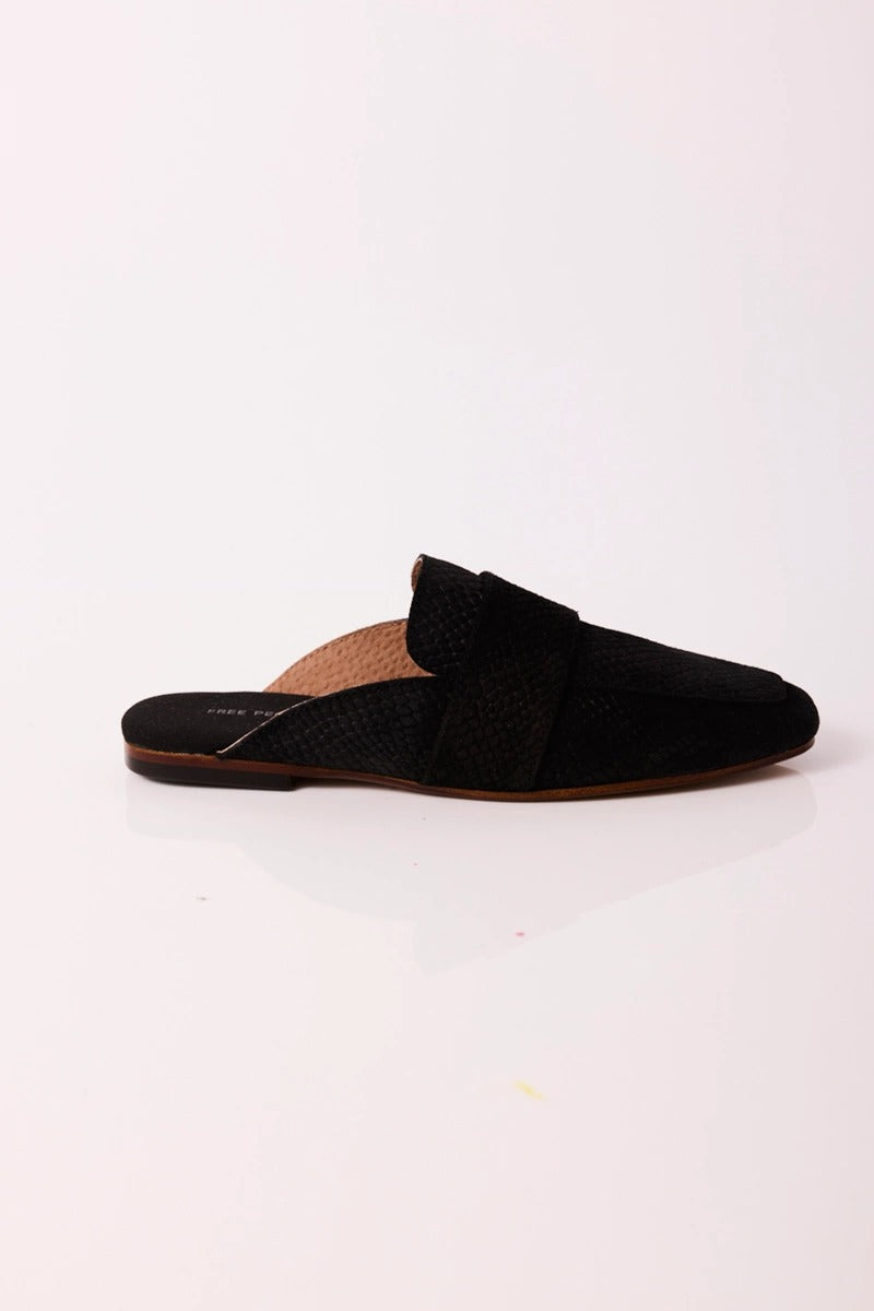 Free People - At Ease Embossed Loafer in Black Suede