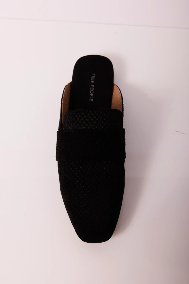 Free People - At Ease Embossed Loafer in Black Suede