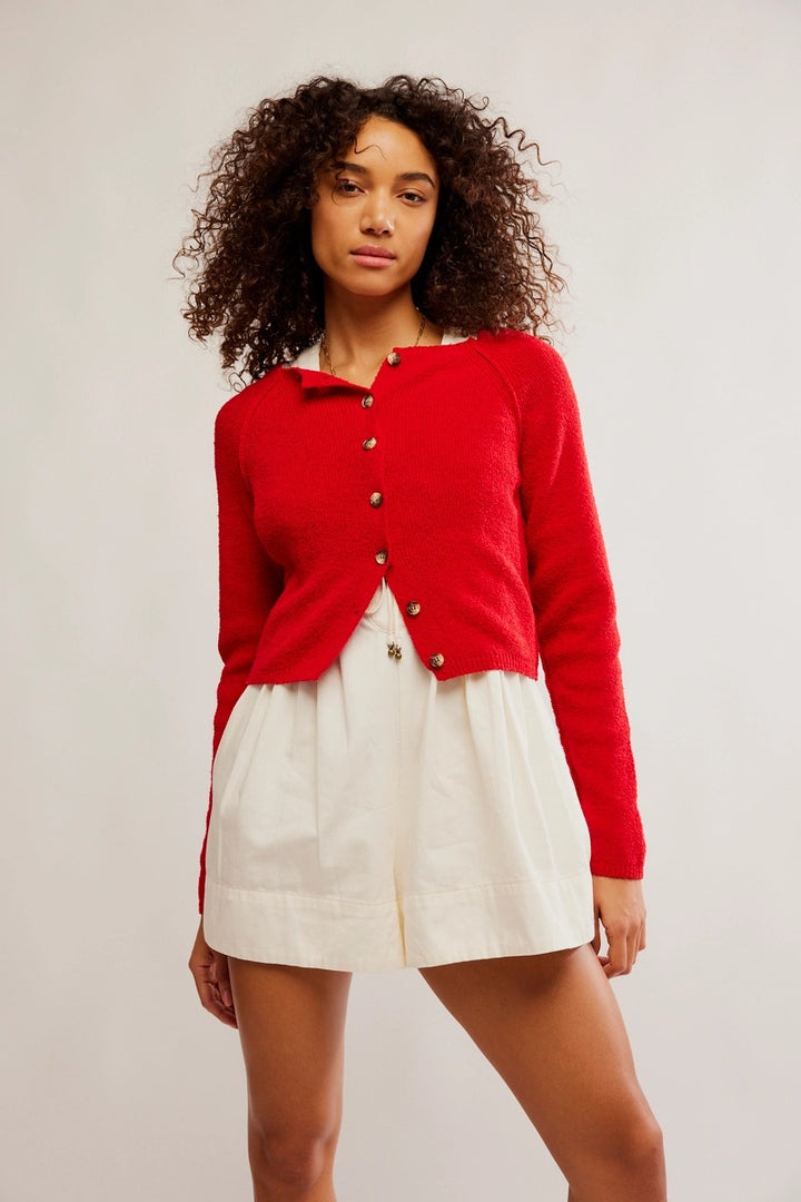 Free People - Sydney Shrunken Cardi in Atlas Red