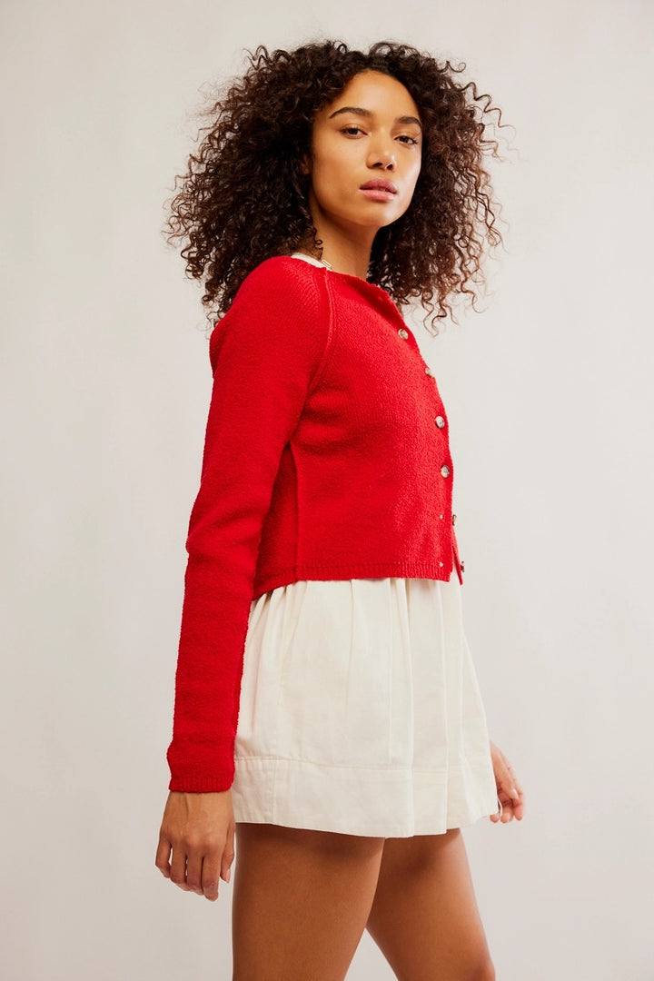 Free People - Sydney Shrunken Cardi in Atlas Red