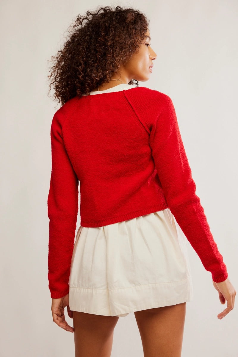 Free People - Sydney Shrunken Cardi in Atlas Red