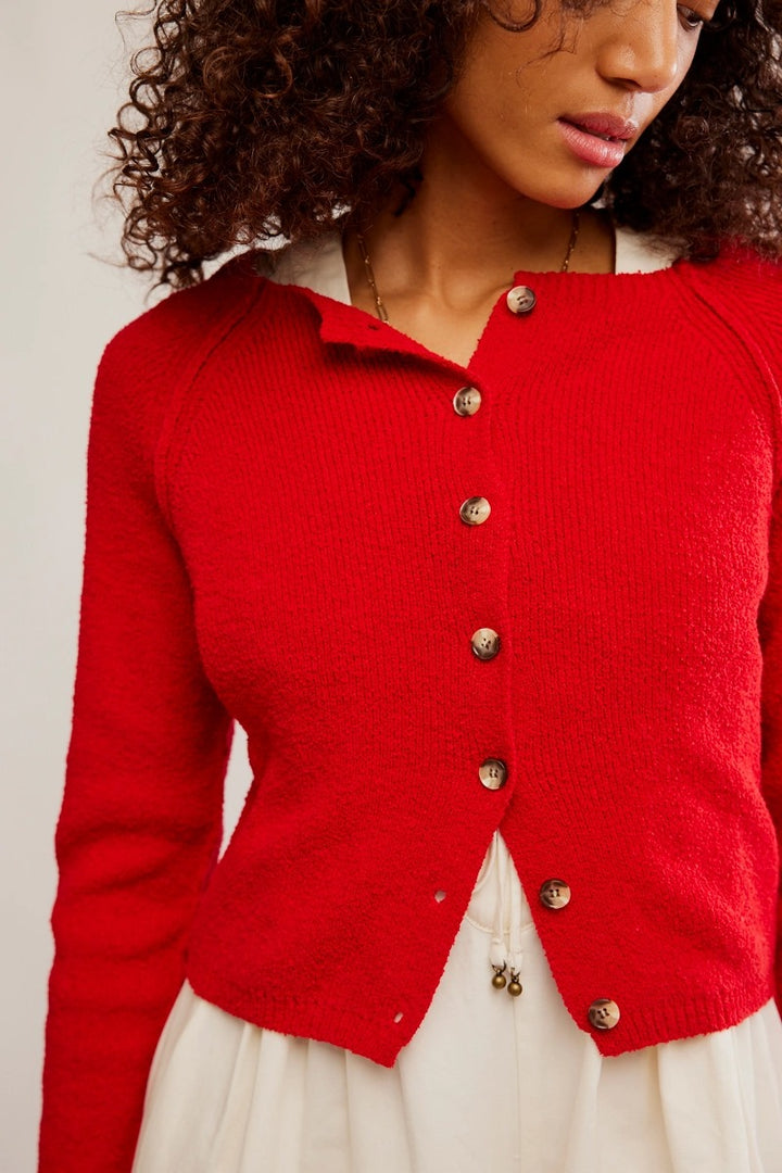 Free People - Sydney Shrunken Cardi in Atlas Red