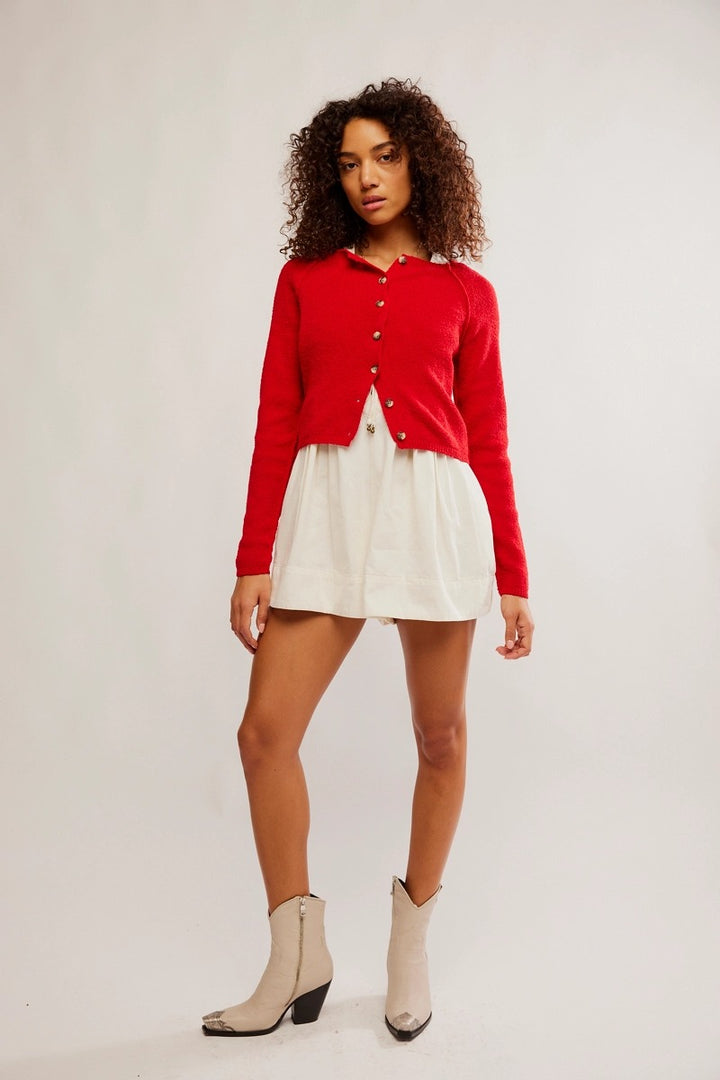 Free People - Sydney Shrunken Cardi in Atlas Red