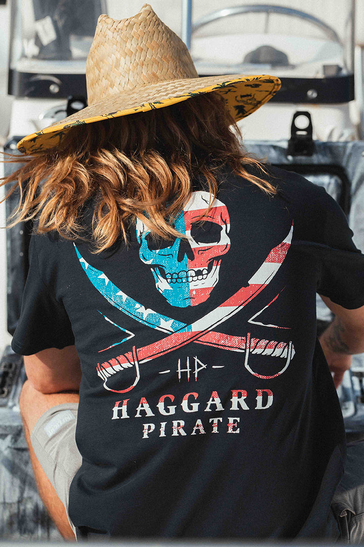 Haggard Pirate - Skulled Patriot Tee in Navy