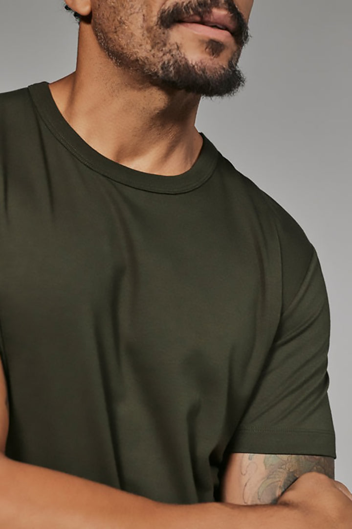 7DIAMONDS - Modal Crew Neck Tee in Dark Olive