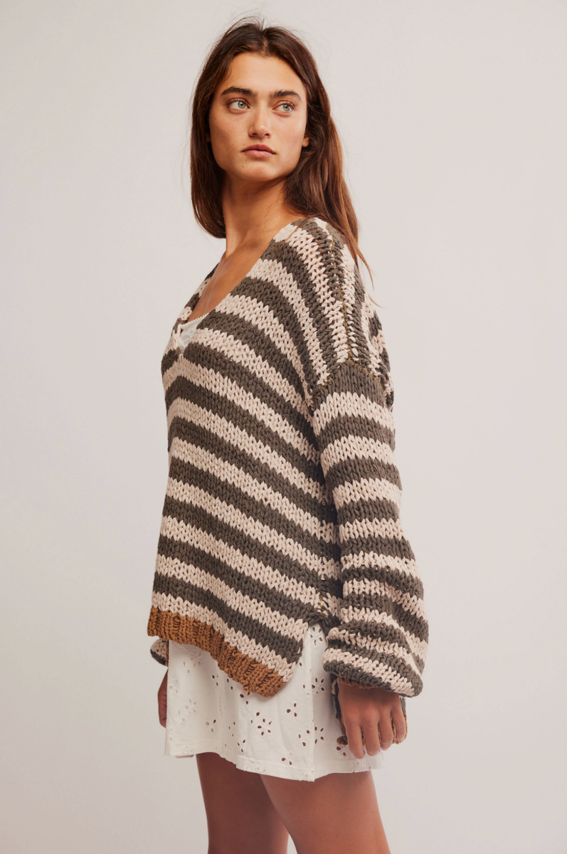 Free People -Portland Pullover in Seaweed Shell Combo