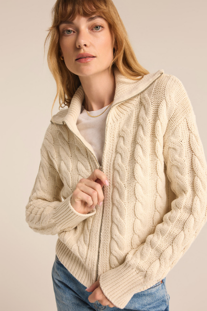 Z Supply - Hemingway Cable Cardigan in Sea Salt