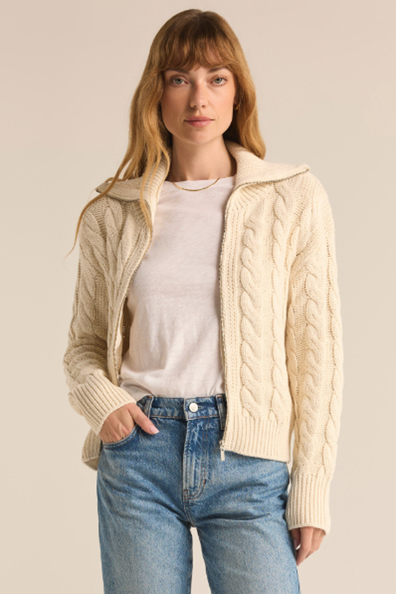 Z Supply - Hemingway Cable Cardigan in Sea Salt