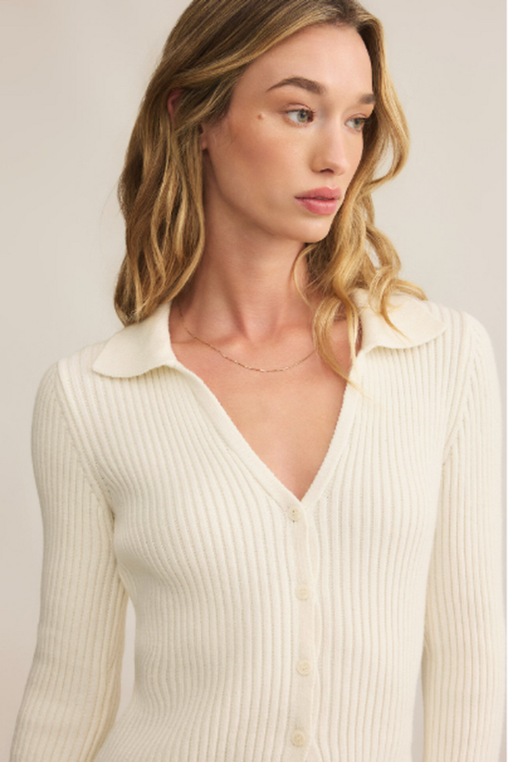 Z Supply - Rina Button Up Sweater in Sea Salt