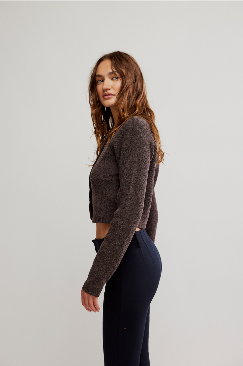 Free People - Sydney Shrunken Cardi in Chocolate Torte