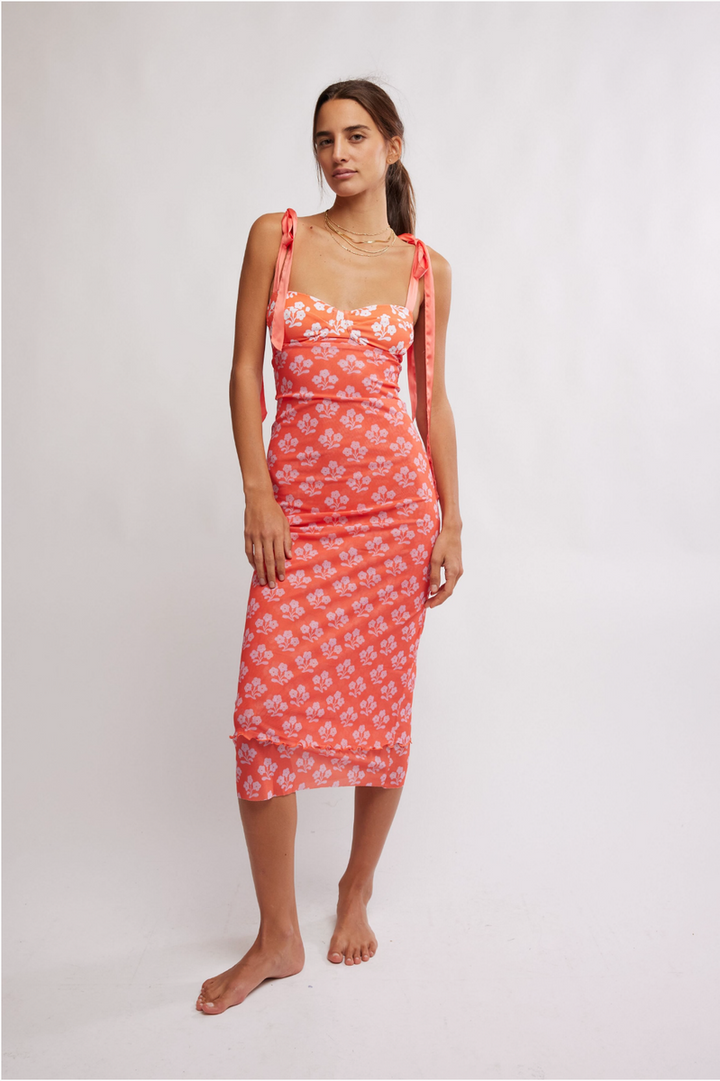 Free People - Printed Got Glam Slip in Coral Combo