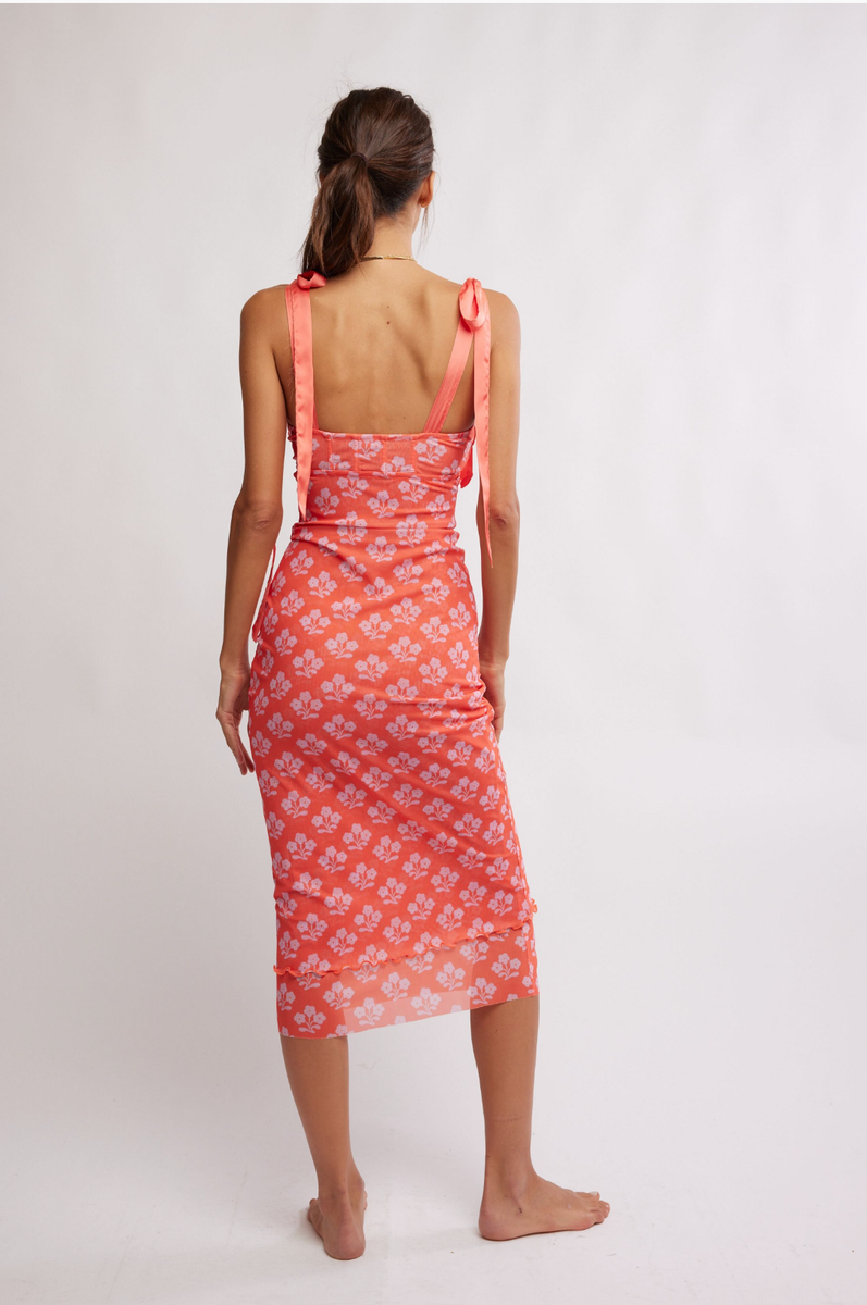 Free People - Printed Got Glam Slip in Coral Combo