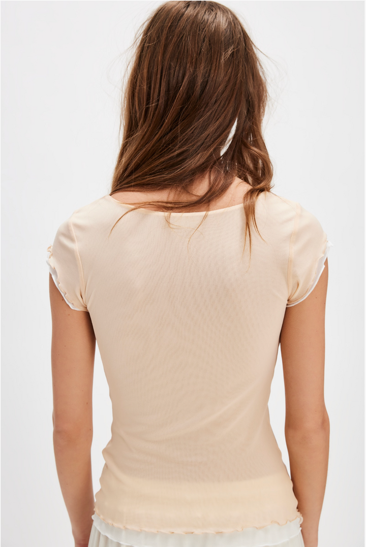 Free People - Double Take Mesh Tee in Neutral Combo