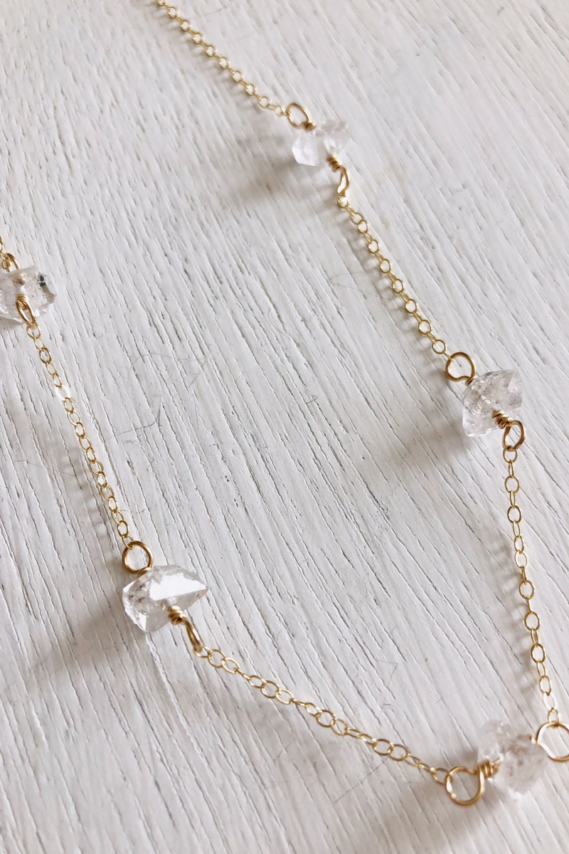 Quinn Sharp - Holiday Herkimer Diamond Choker Necklace in 14k Gold Fill