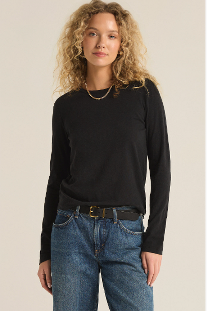 Z Supply - Modern Slub Long Sleeve Tee in Black