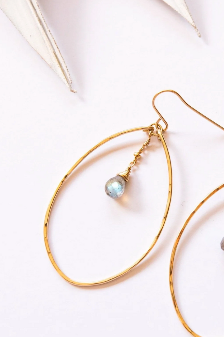 Tree Myriah - Labradorite Nimah Hoops in 14k Gold Fill