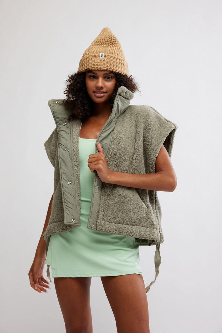 Free People Movement - Scout It Out Fleece Vest in Sage Stone