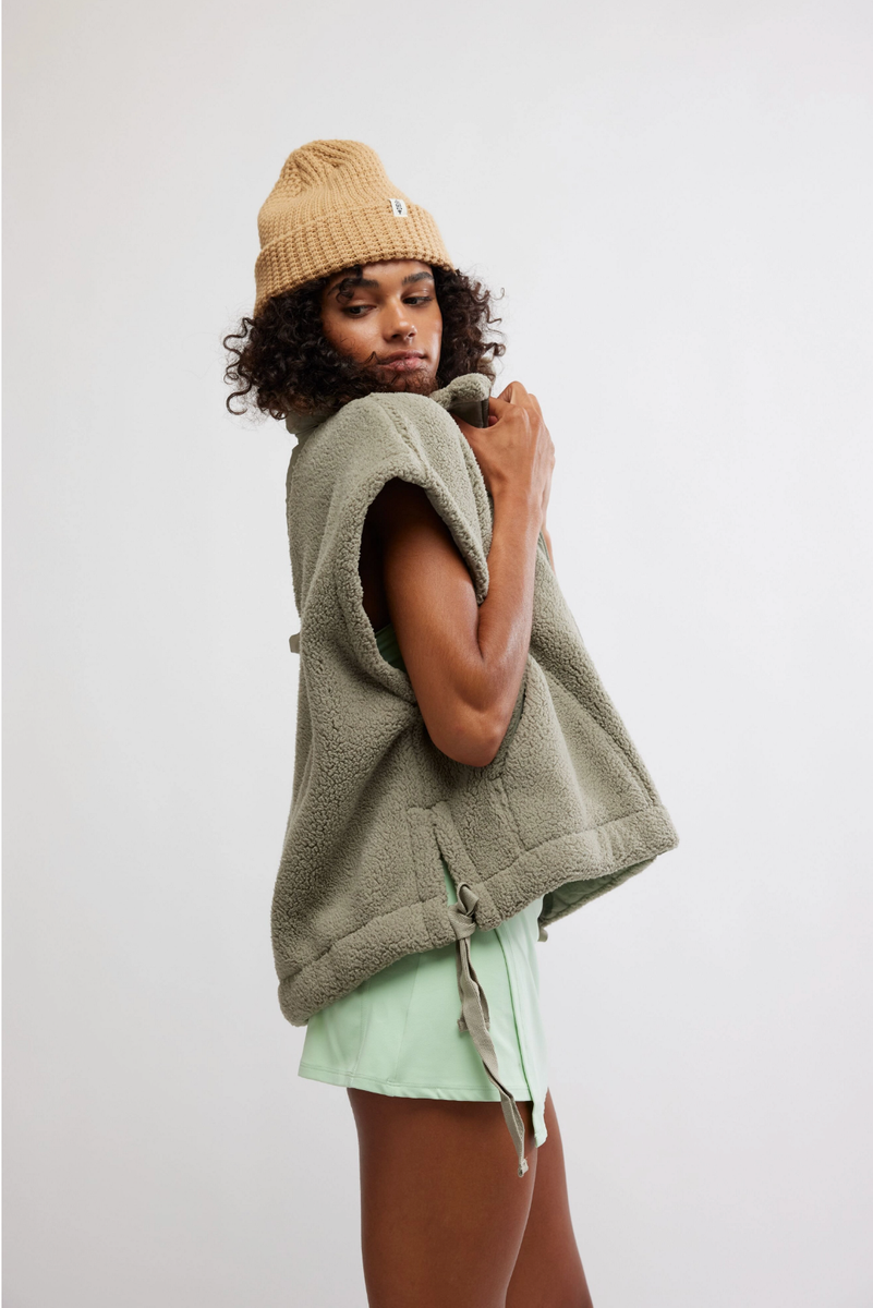 Free People Movement - Scout It Out Fleece Vest in Sage Stone