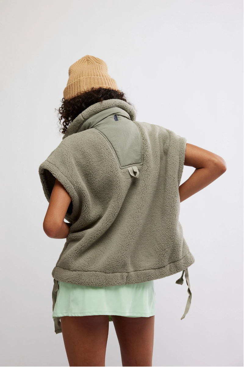 Free People Movement - Scout It Out Fleece Vest in Sage Stone