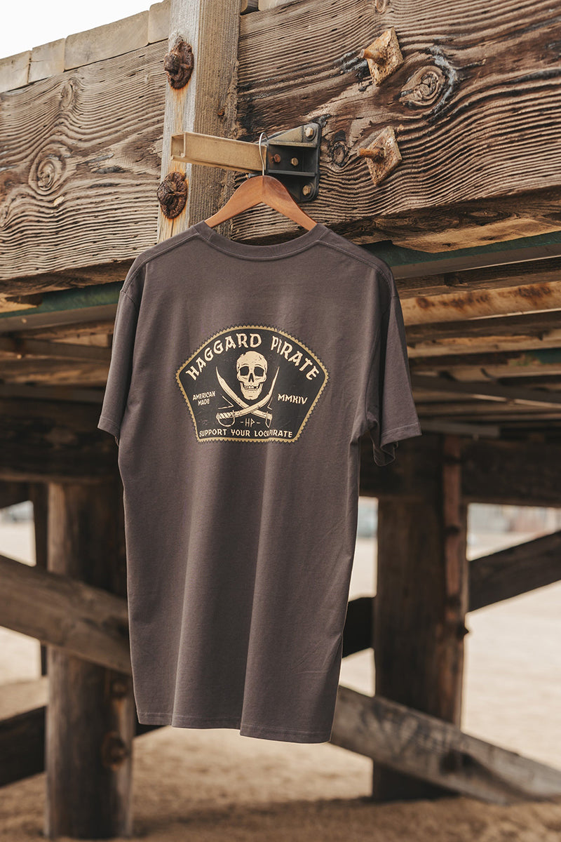 Haggard Pirate - Jolly Roger Stitch Tee in Coal