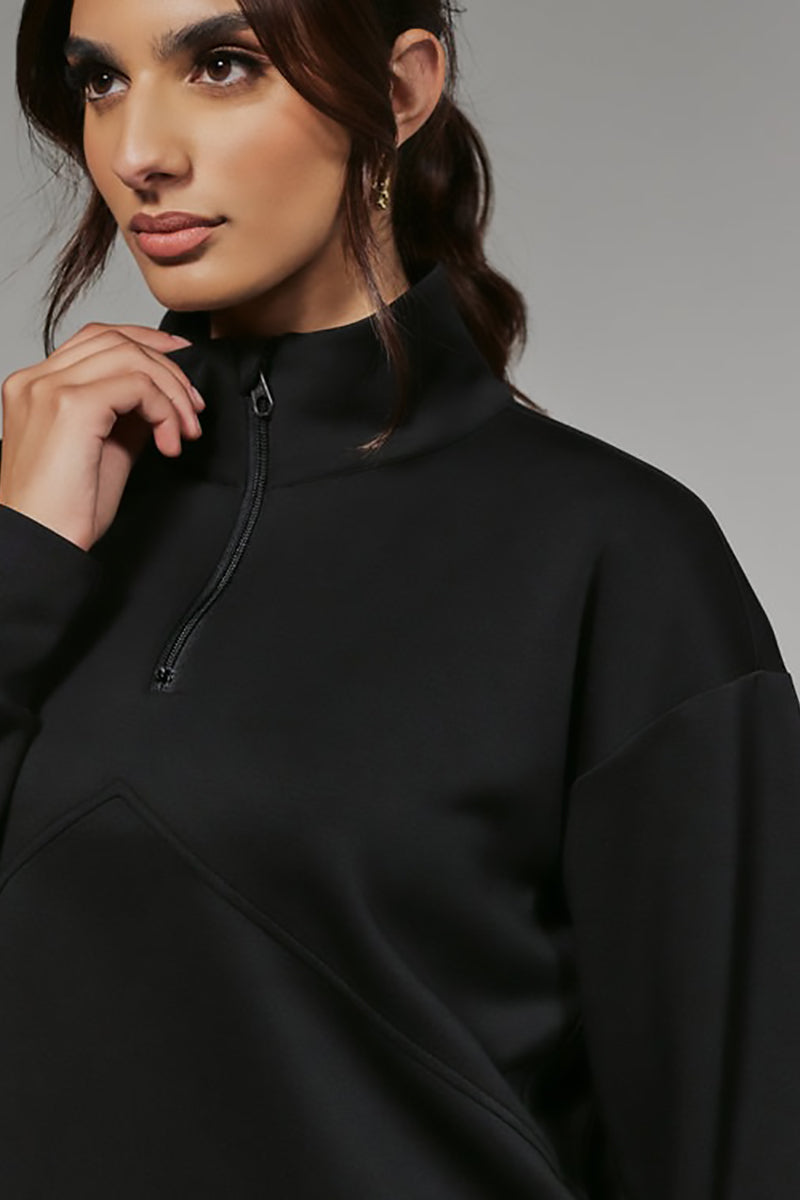 7DIAMONDS - REV™ Crop Quarter-Zip Pullover in Onyx