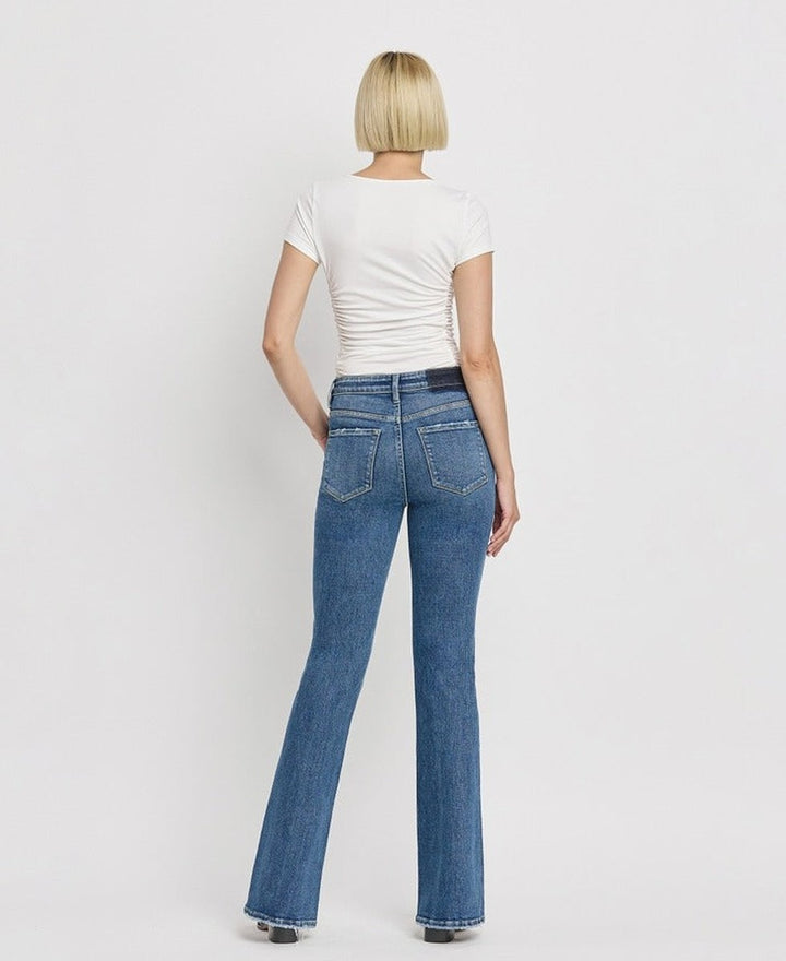 VERVET by Flying Monkey - High Rise Slant Hem Flare Jeans in Crate