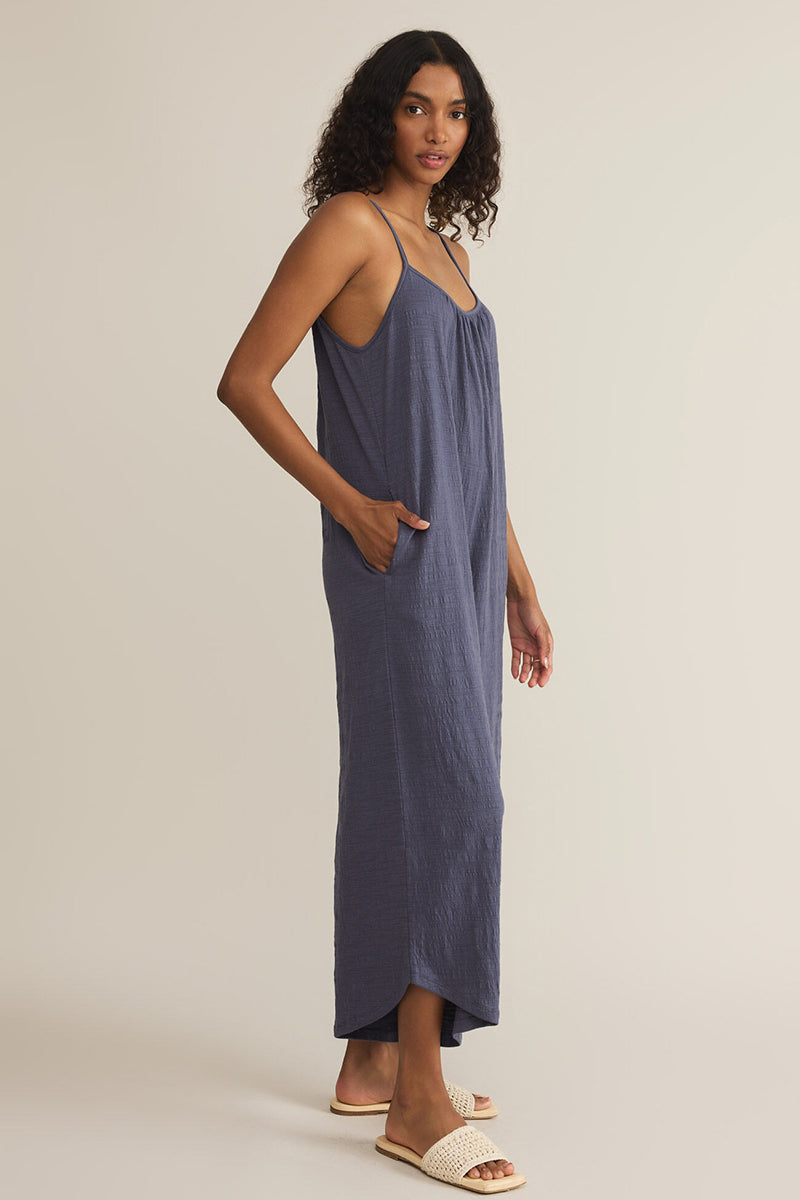 Z Supply - Textured Flared Jumpsuit in Worn Blue