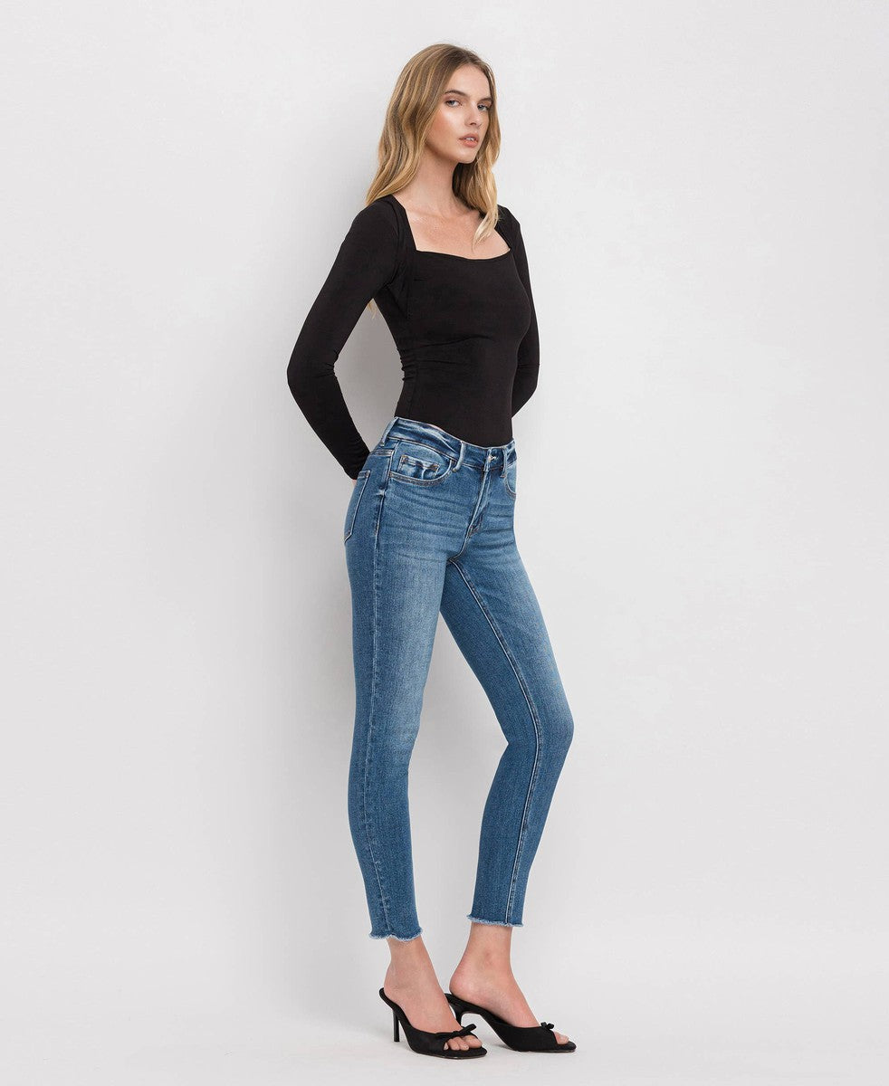 VERVET By Flying Monkey - Wolf N Crane - Plus Mid Rise Raw Hem Crop Skinny Jeans