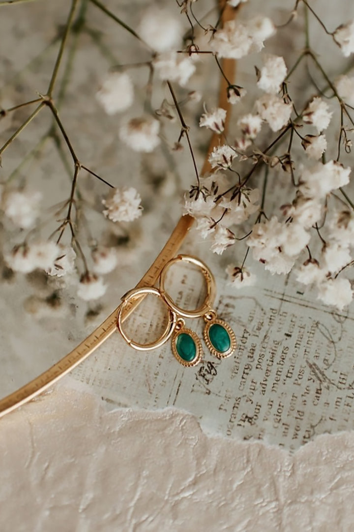 Mauve Jewelry Co. - Riley Turquoise Hoops in Gold