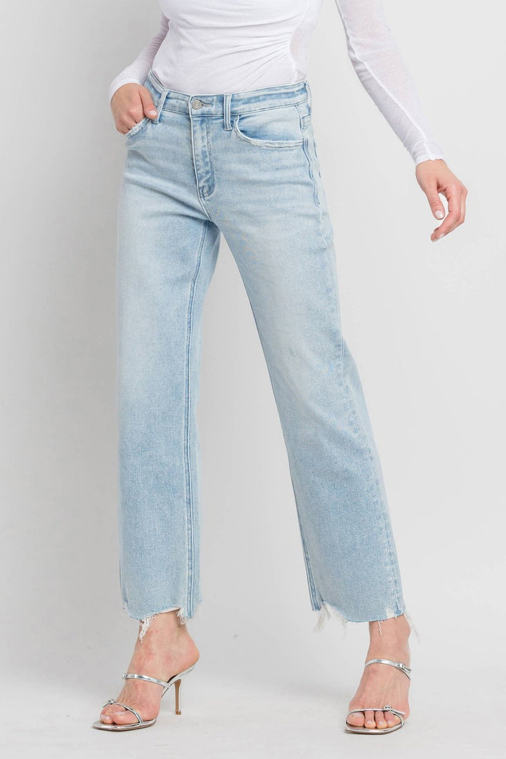 VERVET by Flying Monkey - Aileeah, High Rise Slim Wide Leg Denim in Meritorious