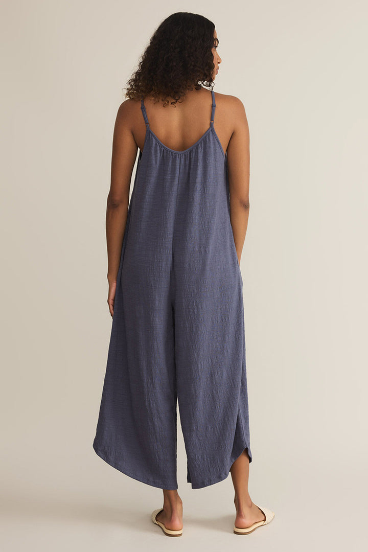 Z Supply - Textured Flared Jumpsuit in Worn Blue