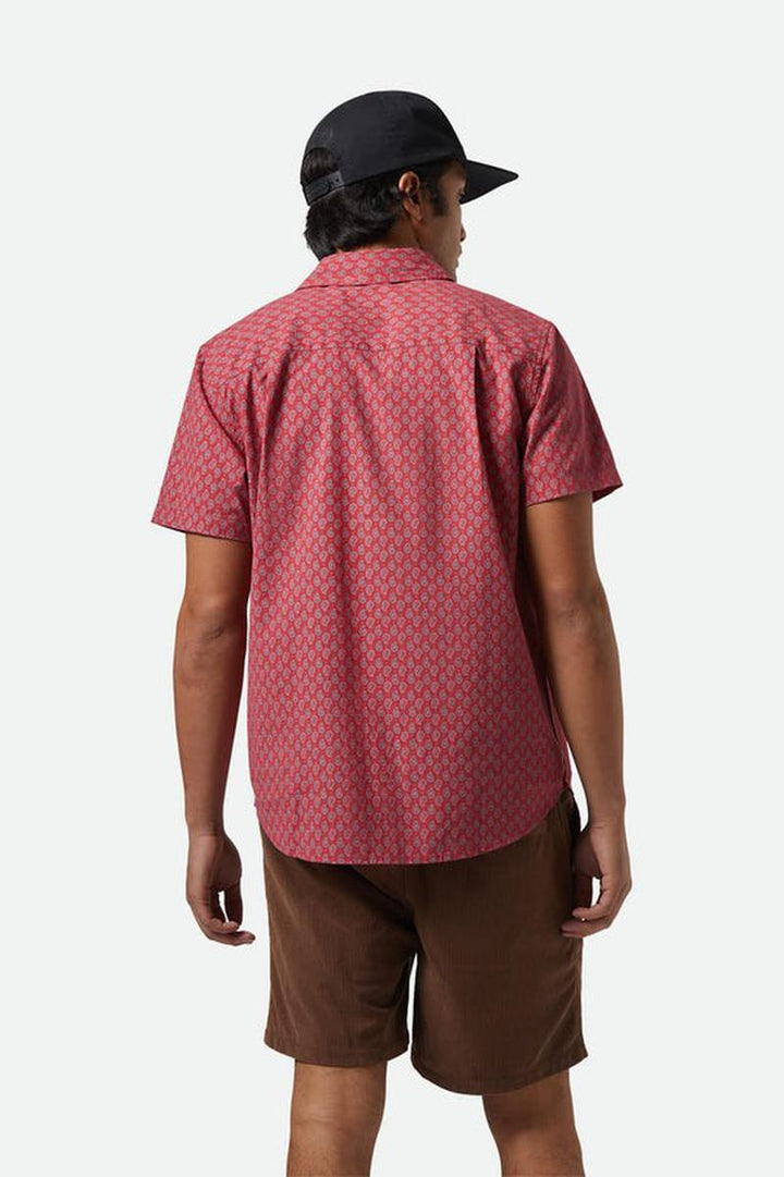 Brixton - Charter Print Short Sleeve Shirt in Rust Red/Paisley