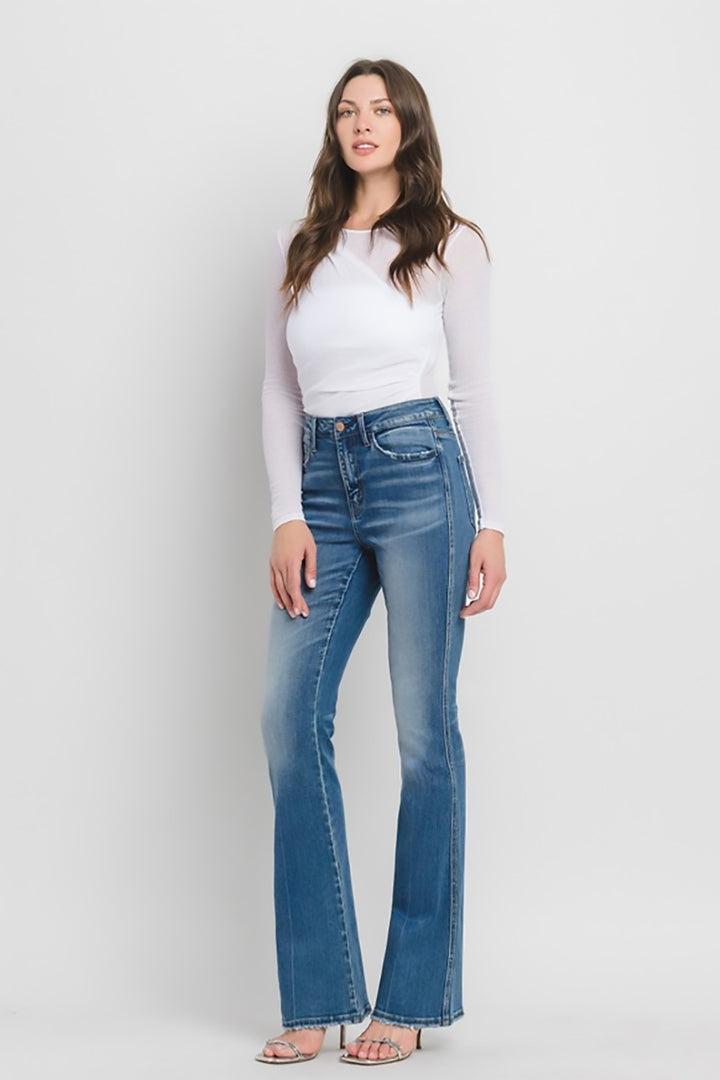 Vervet by Flying Monkey - High Rise Full Length Bootcut Jeans in ERR-FREE