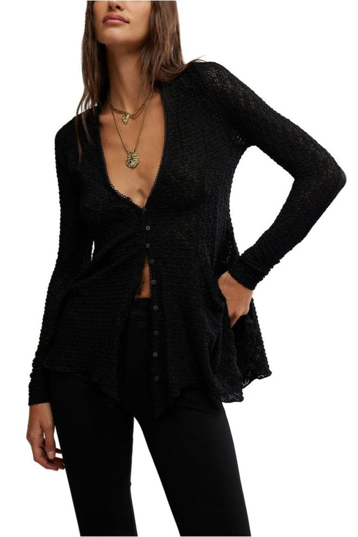 Free People - Janey Lace Top in Black