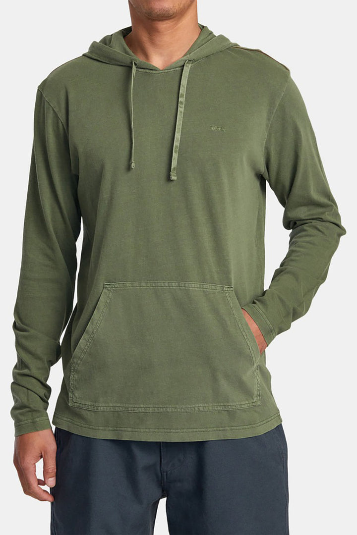 RVCA - PTC Pigment Hooded Long Sleeve Tee in Surplus