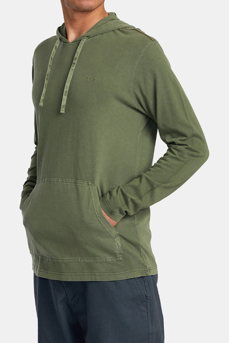 RVCA - PTC Pigment Hooded Long Sleeve Tee in Surplus