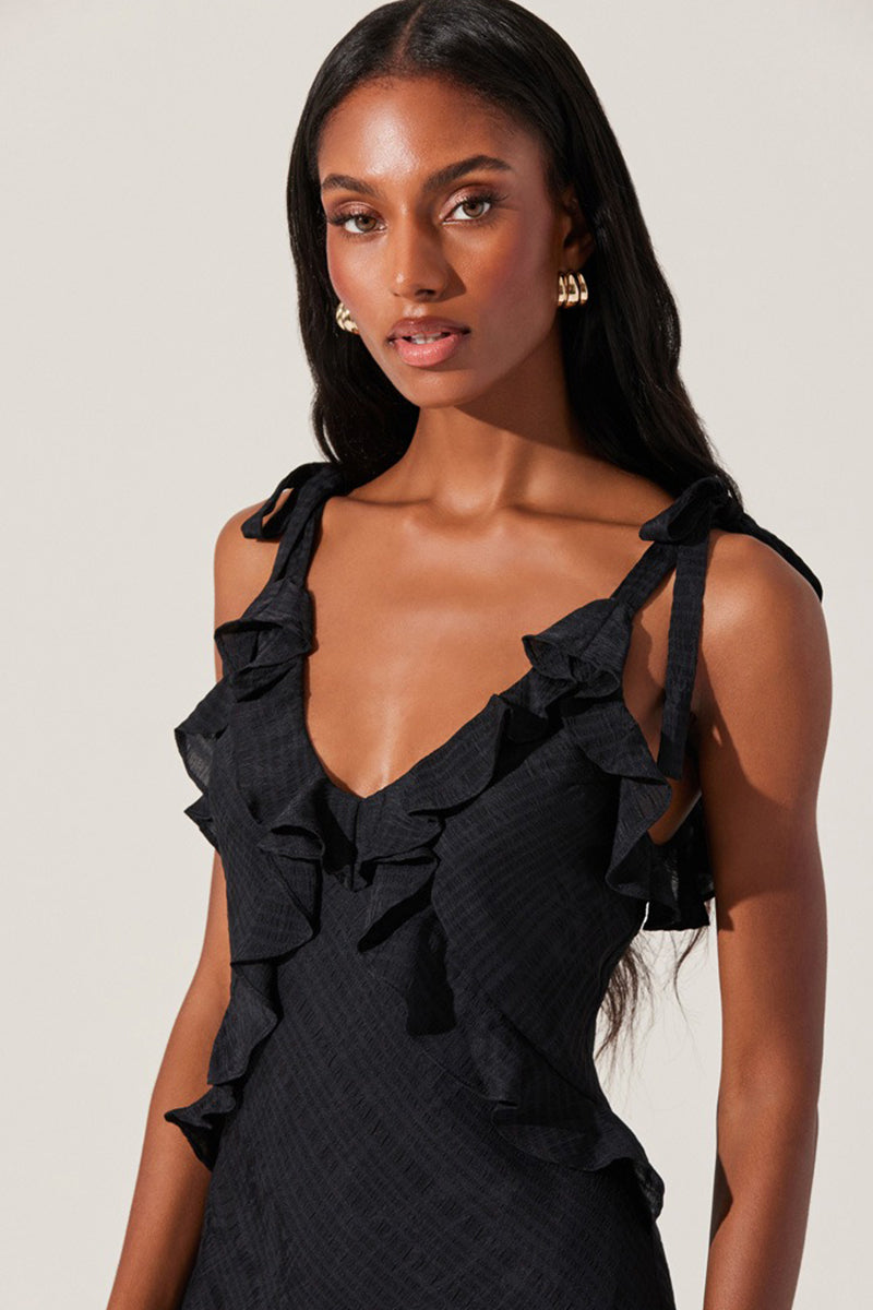 Astr - Sorbae Ruffle Maxi Dress in Black