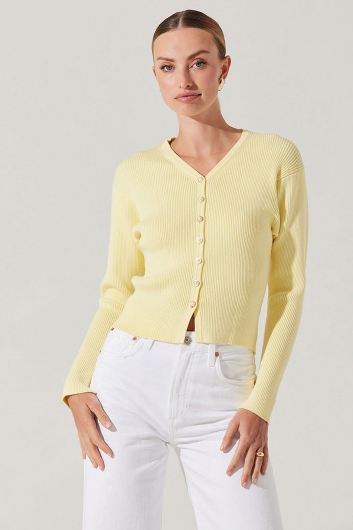 Astr - Delynn Cardigan in Lemon