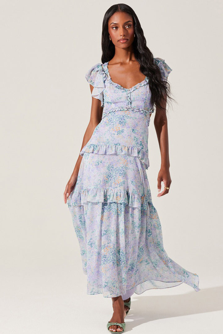 Astr - Mable Floral Dress in Lilac Green Floral