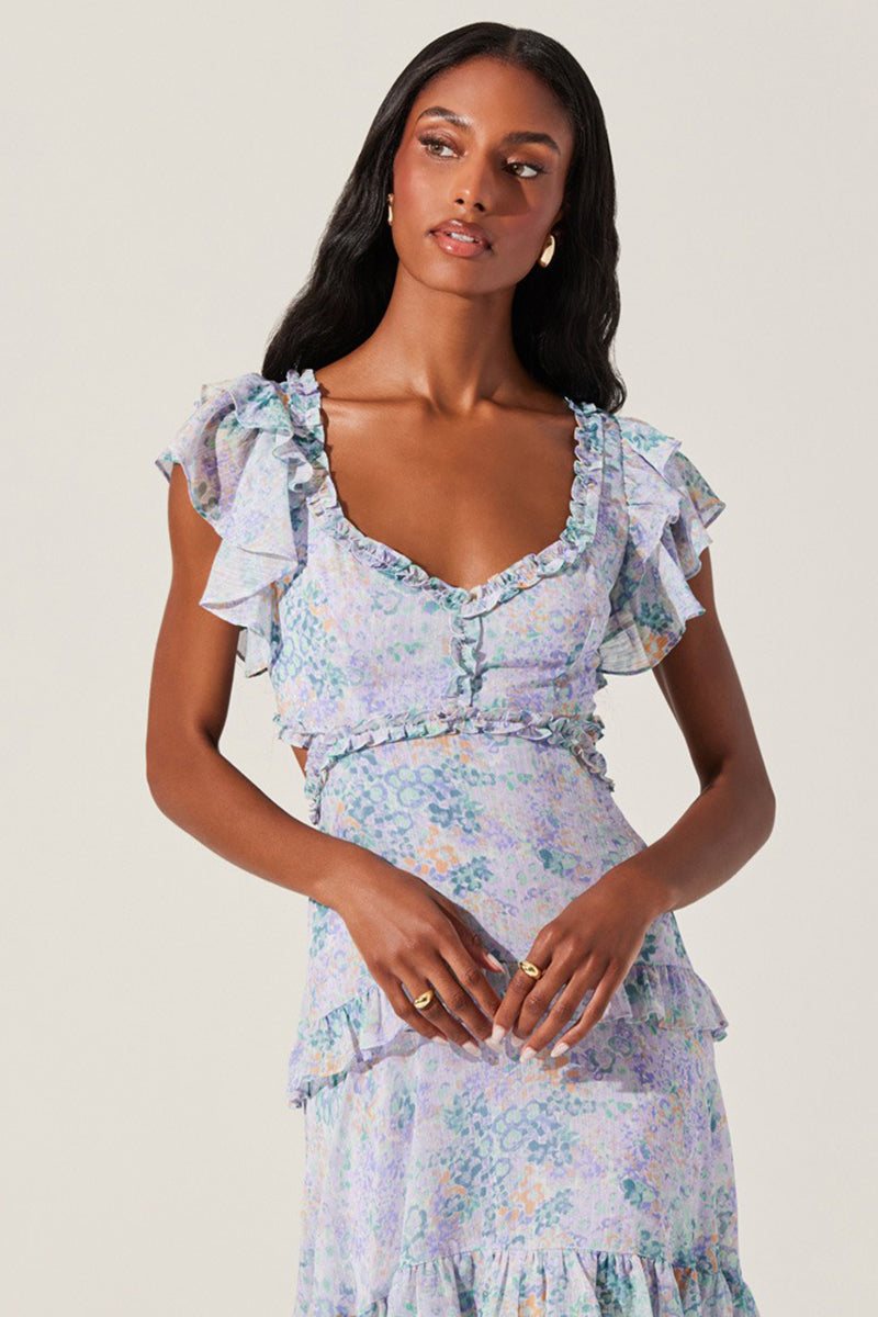 Astr - Mable Floral Dress in Lilac Green Floral