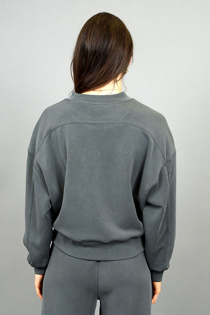 Second Skin by RD Style - Lucie Super Soft Modal Long Sleeve Pullover in Dark Ivy