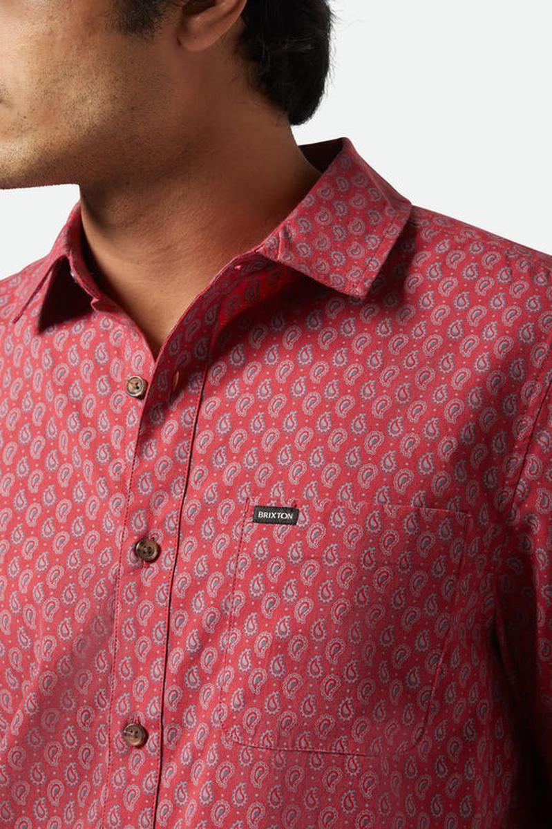 Brixton - Charter Print Short Sleeve Shirt in Rust Red/Paisley