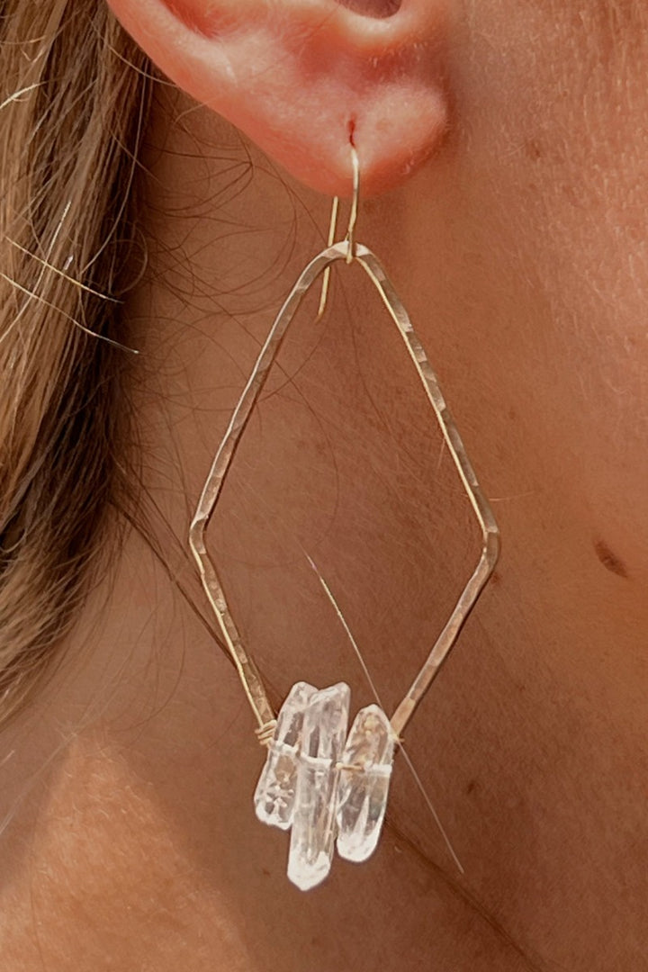 Toasted Jewelry - Papaya Crystal Diamond Earrings - 14k Gold Filled